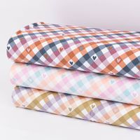 Flanell Stoff aus Baumwolle Karo Herzen blau braun lila 1,45m Breite
