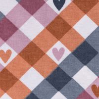 Flanell Stoff aus Baumwolle Karo Herzen blau braun lila 1,45m Breite