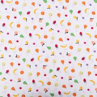 Baumwollstoff Popeline Stoff Tutti Frutti Früchte Apfel Beeren weiß bunt 1,45m Breite