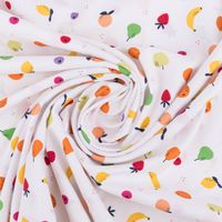 Baumwollstoff Popeline Stoff Tutti Frutti Früchte Apfel Beeren weiß bunt 1,45m Breite