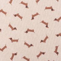 Dekostoff Halbpanama Leinenlook Little Dachshund Dog Dackel natur braun 1,40m Breite