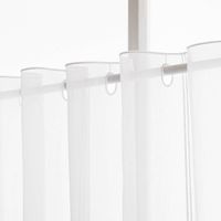 Wellenfall von Scheibengardinen Meterware nähfrei Stickerei Voile Blumen weiß blau 60cm Höhe