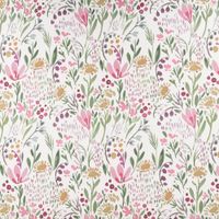 Baumwollstoff Dekostoff Halbpanama Digitaldruck Aquarell Blumen weiß rosa grün 1,40m Breite