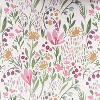 Baumwollstoff Dekostoff Halbpanama Digitaldruck Aquarell Blumen weiß rosa grün 1,40m Breite