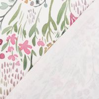 Baumwollstoff Dekostoff Halbpanama Digitaldruck Aquarell Blumen weiß rosa grün 1,40m Breite