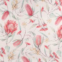 Baumwollstoff Dekostoff Halbpanama Digitaldruck Blumen natur rot grün 1,40m Breite