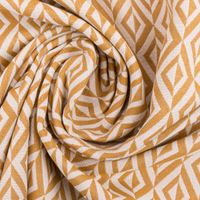 Jacquard Stoff Dekostoff Doubleface Monza Art Déco ockergelb weiß 2,80m Breite
