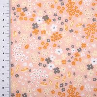 Tischdeckenstoff abwaschbar Baumwollstoff beschichtet Enduit Doaby Blümchen lachs-rosa 1,45m Breite