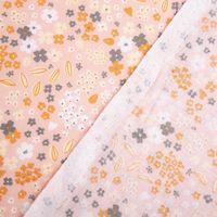 Tischdeckenstoff abwaschbar Baumwollstoff beschichtet Enduit Doaby Blümchen lachs-rosa 1,45m Breite