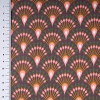 Tischdeckenstoff abwaschbar Baumwollstoff beschichtet Enduit Ginza Art Déco Bogen aubergine 1,45m Breite