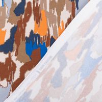 Sweatstoff Meterware Soft Sweat ABSTRACT beige blau orange 1,5m Breite