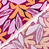 Viskose Stoff Radiance für Bekleidung ABSTRACT Blätter violett orange 1,4m Breite