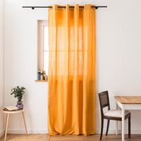 Bistrogardine Mit Ösen 160x60 Cm - Transparente Voile Gardine In Lemongelb - Moderner Sichtschutz