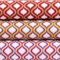 Baumwollstoff Popeline Fine Poplin GEOMETRIC Retro Trellis ecru violett 1,45m Breite