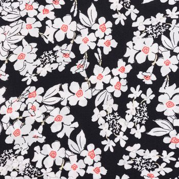 Viskose Stoff Radiance für Bekleidung FLOWERS Blumen schwarz weiß 1,4m Breite