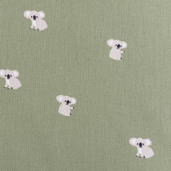 Baumwollstoff Popeline Stoff Koala klein altgrün grau 1,45m Breite