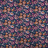 Jersey Stoff FLOWERS Blumen Blätter dunkelblau bunt 1,5m Breite