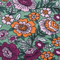 Jersey Stoff FLOWERS Blumen Blätter grün bunt 1,5m Breite