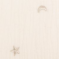 Musselin Stoff Double Gauze STARS Stickerei Sterne Mond beige 1,35m Breite