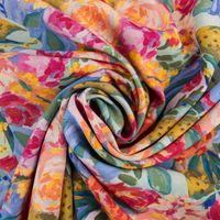 Viskose Stoff Radiance für Bekleidung Blumenstrauss Blüten Digitaldruck bunt 1,4m Breite