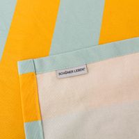 Tischdecke Streifen hellblau gelb von SCHÖNER LEBEN. Saum Rückseite
