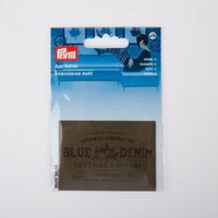 Prym Applikation Wildlederimitat aufbügelbar Label Blue Denim olivgrün 7x5cm
