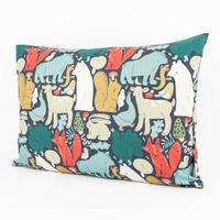Kissenhülle Waldtiere Scandi blau rot beige von SCHÖNER LEBEN. 30x50