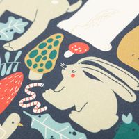 Kissenhülle Waldtiere Scandi blau rot beige von SCHÖNER LEBEN. Detail Motiv