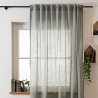 Gardine mit Smok-Schlaufenband Leinenstruktur salbeigrün in 245cm oder Wunschlänge von SCHÖNER LEBEN.