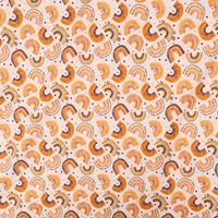 Jersey Stoff Digitaldruck Aquarell Regebogen Punkte Herzen rosa orange 1,4m Breite
