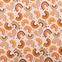 Jersey Stoff Digitaldruck Aquarell Regebogen Punkte Herzen rosa orange 1,4m Breite