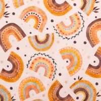 Jersey Stoff Digitaldruck Aquarell Regebogen Punkte Herzen rosa orange 1,4m Breite