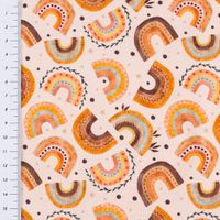 Jersey Stoff Digitaldruck Aquarell Regebogen Punkte Herzen rosa orange 1,4m Breite