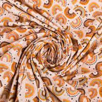 Jersey Stoff Digitaldruck Aquarell Regebogen Punkte Herzen rosa orange 1,4m Breite
