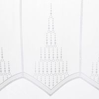 Scheibengardinen Meterware nähfrei Stickerei Pünktchen weiß 45cm Höhe Detail glatt gezogen