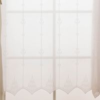 Raffrollo Meterware Clip Panneaux nähfrei Stickerei Voile Pünktchen weiß 170cm Höhe unterer Teil