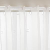 Raffrollo Meterware Clip Panneaux nähfrei Stickerei Voile Pünktchen weiß 170cm Höhe Stangendurchzug oben
