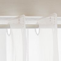 Raffrollo Meterware Clip Panneaux nähfrei Stickerei Voile Pünktchen weiß 170cm Höhe Detail Stangendurchzug