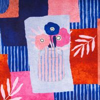 Canvas Stoff Nerida Hansen Tossed Vases Sky Blue blau rosa 1,40m Breite