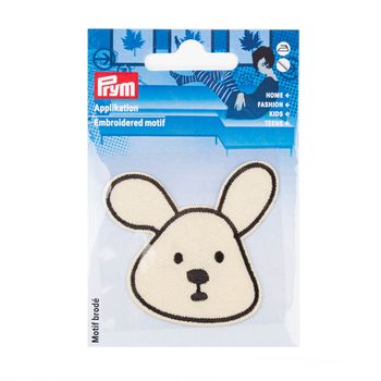 Applikation Hund selbstklebend/aufbügelbar cremeweiß schwarz 67x60mm von Prym