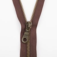 SCHÖNER LEBEN. YKK Reißverschluss teilbar Metall antik gold 40cm palisander