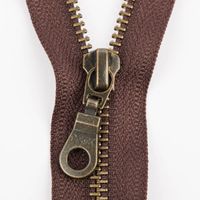 SCHÖNER LEBEN. YKK Reißverschluss teilbar Metall antik gold 65cm palisander