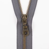 SCHÖNER LEBEN. YKK Reißverschluss teilbar Metall antik gold 65cm schiefergrau