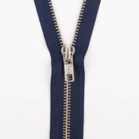 SCHÖNER LEBEN. YKK Reißverschluss nicht teilbar Metall silber 16cm marine