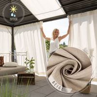 Outdoor Vorhang Olefina mit Smok-Schlaufenband beige in 245cm oder Wunschlänge von SCHÖNER LEBEN.