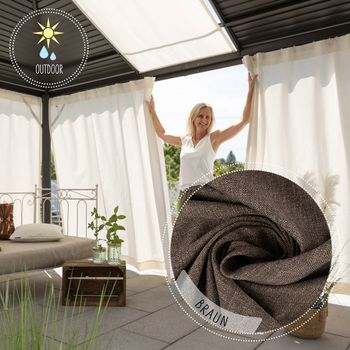 Outdoor Vorhang Olefina mit Smok-Schlaufenband braun in 245cm oder Wunschlänge von SCHÖNER LEBEN.
