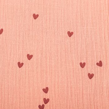 Musselin Stoff SMALL HEARTS Herzchen blush rosa 1,35m Breite Detail