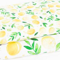 Baumwollstoff Popeline Fine Poplin Digitaldruck LEMON Zitronen weiß gelb 1,45m Breite Kombi mit anderem Zitronen Stoff