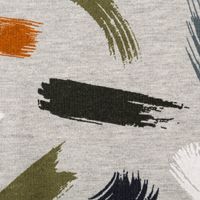 Sweatstoff Meterware Soft Sweat Melange Pinselstriche hellgrau blau grün orange 1,48m Breite Nahaufnahme
