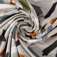Sweatstoff Meterware Soft Sweat Melange Pinselstriche hellgrau blau grün orange 1,48m Breite gedreht